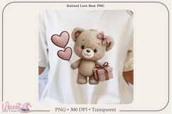 Knitted Love Bear PNG | Valentine Teddy Bear Sublimation Product Image 1