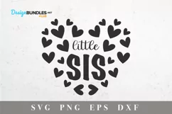 Little sister svg| Lil sis svg file|Hearts svg Product Image 3