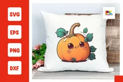 Cute kawaii pumpkin SVG, pumpkin clipart png Product Image 1