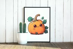 Cute kawaii pumpkin SVG, pumpkin clipart png Product Image 3