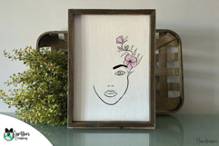 Line Art Women's Face with Flowers, Floral Face Product Image 2