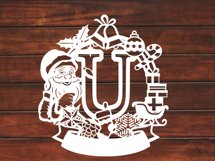 Christmas Santa Elements SVG Letter U Product Image 3