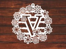Christmas snowflake SVG Letter V Product Image 3