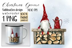 Watercolor Christmas sublimation designs|Gnome Christmas PNG Product Image 1