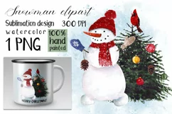 Watercolor Christmas snowman clipart |Sublimation PNG Product Image 1