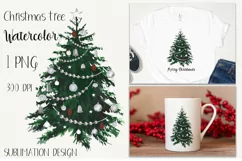 Watercolor Christmas tree clipart PNG Sublimation design Product Image 1