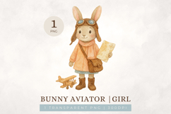 Watercolour Bunny Astronaut Clipart Girl Rabbit Spaceman Product Image 1