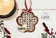 Christmas Rattan Paw Print & Heart Pet Laser Ornament Product Image 1