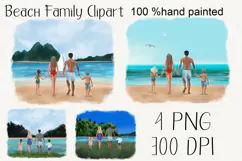 Beach Family People Clipart| Sublimation design | Hand drawn Product Image 1