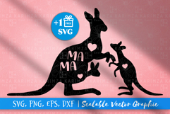 MAMA Svg, KANGAROO mom and 2 babies svg cut file, png, dxf Product Image 1