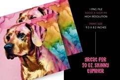 Alcohol Ink Rainbow Dog Tumbler Wrap | 20oz Skinny Design Product Image 9