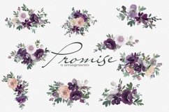 Watercolor Blush &amp; Eggplant Floral Clipart Collection Product Image 6