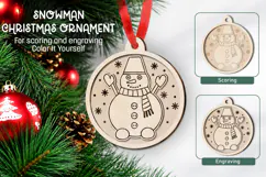 Snowman Christmas Ornament Laser Scoring Engraving Glowforge Product Image 1