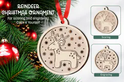 Reindeer Christmas Ornament Laser Glowforge Coloring Kit Product Image 1