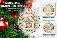 Winter House Christmas Ornament Laser Scoring Engraving Product Image 1