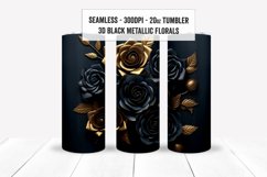 3D Dark Roses Tumbler Wraps, Gold Rose Sublimation Tumblers Product Image 1