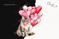 Valentine Maine Coon Cat PNG | Valentine's Day Clipart Product Image 2