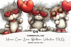 Maine Coon Love Balloon Valentine PNG Product Image 1