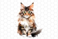 Maine Coon Watercolor Cat Clipart Cat Sublimation PNG