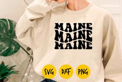 Maine groovy svg, Maine retro png, Maine aesthetic wavy svg Product Image 1
