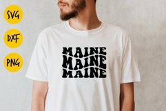 Maine groovy svg, Maine retro png, Maine aesthetic wavy svg Product Image 3