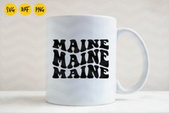 Maine groovy svg, Maine retro png, Maine aesthetic wavy svg Product Image 2