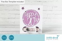 Happy 20th Birthday Money Holder SVG with Stars Product Image 1