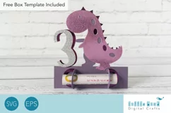 Happy 3rd Birthday Money Holder SVG, Age 3 Dinosaur Product Image 1