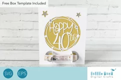 Happy 40th Birthday Money Holder SVG with Stars Product Image 1