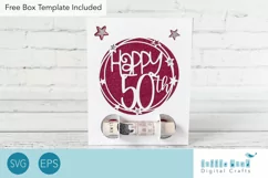 Happy 50th Birthday Money Holder SVG with Stars Product Image 1