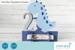 Happy 2nd Birthday Money Holder SVG, Age 2 Dinosaur Product Image 1