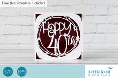 Happy 40th Birthday Card SVG, s40 insert cards Product Image 1