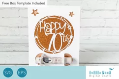 Happy 70th Birthday Money Holder SVG with Stars Product Image 1