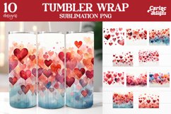 Valentines Tumbler Sublimation, Hearts Tumbler Wrap Bundle Product Image 1