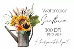Watercolor sunflowers bouquets. Sublimation PNG Product Image 1