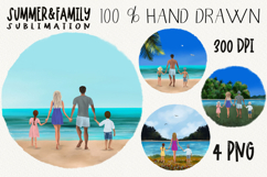 Beach Family People Clipart| Sublimation design | Hand drawn Product Image 1