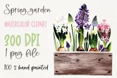 Watercolor spring garden clipart. Spring flowers Sublimation Product Image 1