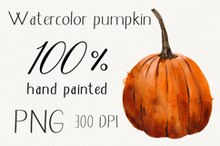 Hand Painted Watercolor Pumpkin PNG Clipart Product Image 1