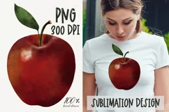 Apple sublimation design. Apple PNG. Fruit clipart. Painting Product Image 1
