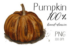 Watercolor Pumpkin Illustration PNG | Hand Painted Fall Clip Product Image 1
