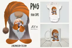Autumn Gnome Sublimation design PNG|Gnome clipart Product Image 1