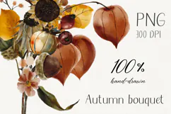 Hand-Painted Autumn Floral Watercolor Bouquet Product Image 1