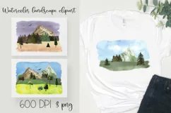 Watercolor mountain landscape clipart. Mountain scenery Product Image 1