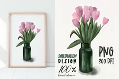 Flowers tulips clipart. Spring flowers. Sublimation designs Product Image 1