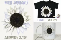 White sunflower sublimation design PNG|Flower clipar Product Image 1