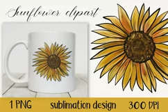 Sunflower Sublimation design. Flower clipart. Floral PNG Product Image 1