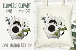 White Sunflower clipart|Floral Sublimation design|Garden PNG Product Image 1