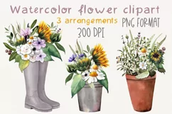 Watercolor sunflower clipart. Floral Sublimation PNG Product Image 1