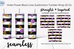 Violet Flower Black Line Seamless Skinny Tumbler Sublimation Product Image 1