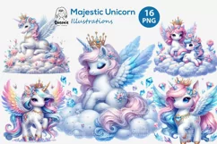 Majestic Magical Unicorn Sublimation | Baby Unicorn PNG Product Image 1